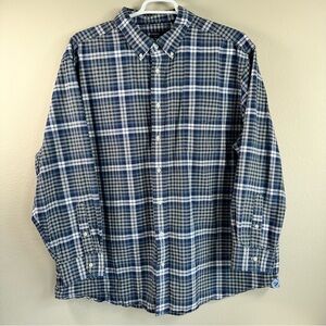 Cremieux Classics Big & Tall 3XB Plaid Button-Down Shirt Cotton Blue Green White